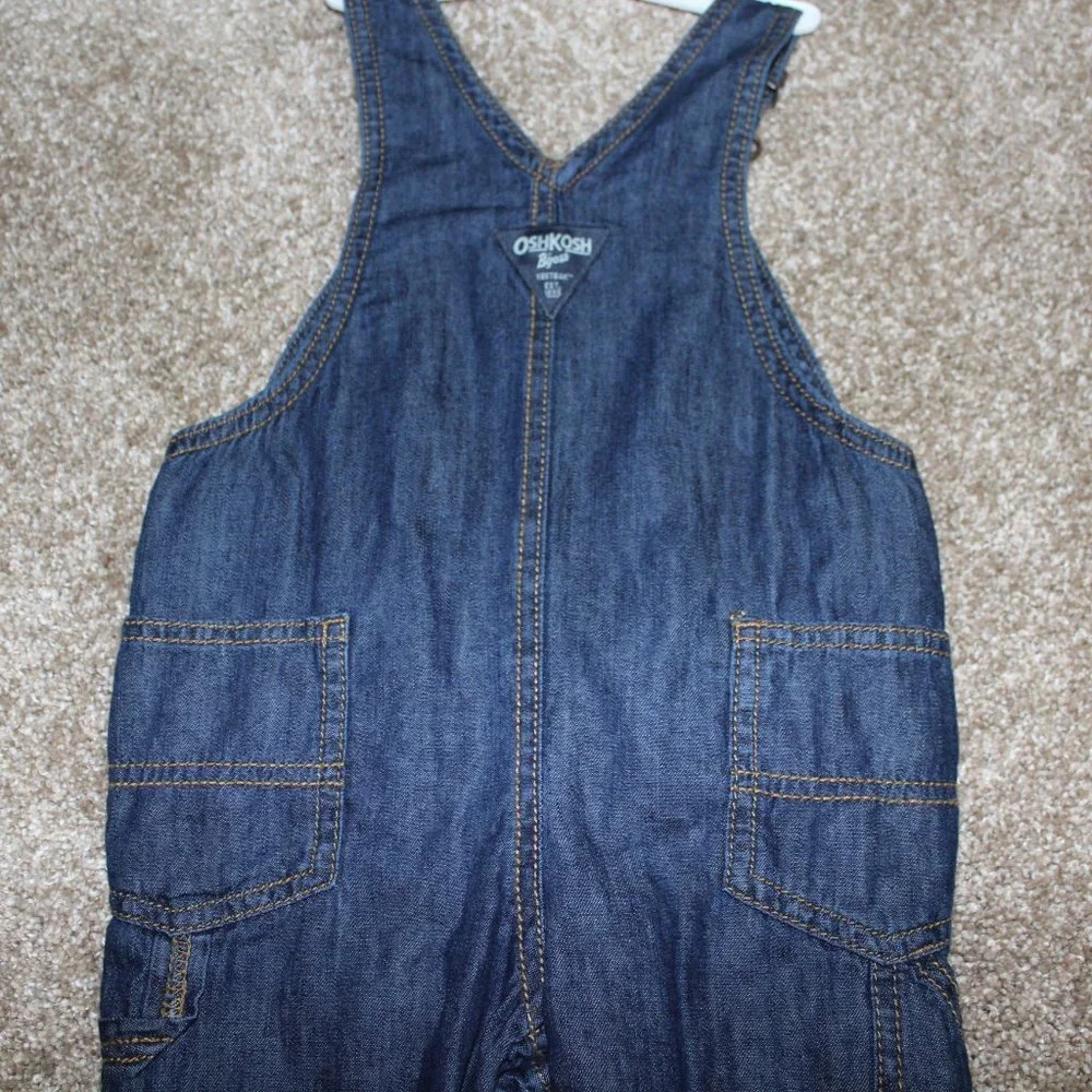 OshKosh B'Gosh Denim Lined Overalls Jean Red Baby Boys Size 24M 24 months NWT - Picture 3 of 4